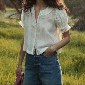 Doen White Ruffled Blouse